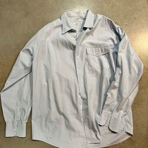 Light blue and black checked Giorgio Armani button down dress shirt